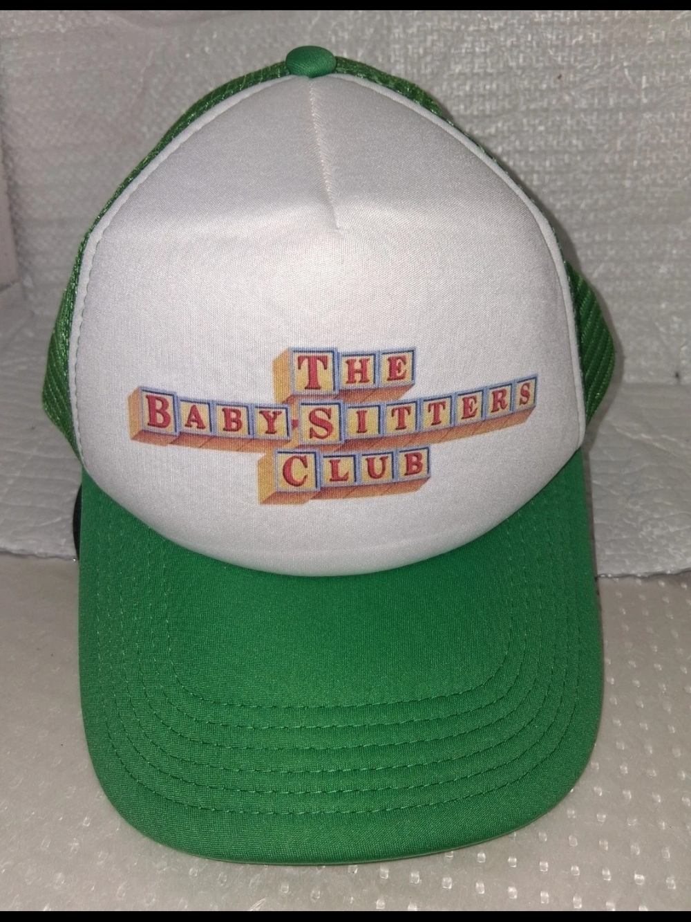 Vtg The Baby-Sitters Club Trucker Hat Retro 80s 90s Block Logo Snapback Cap Gree